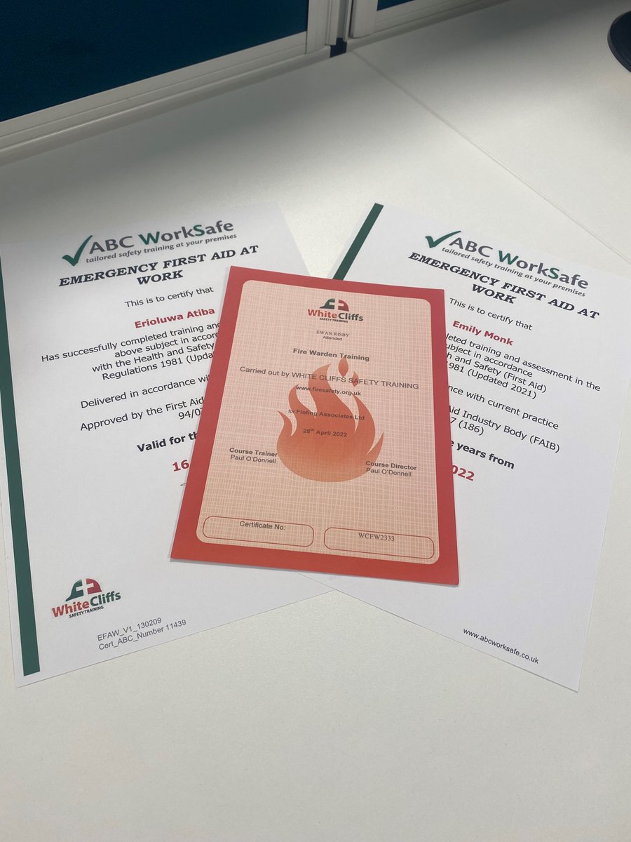 FinlingJennifer's tweet image. Well done to Emily and Eri who recently completed their Emergency First Aid At Work course and to Ewan for completing his Fire Warden Training!