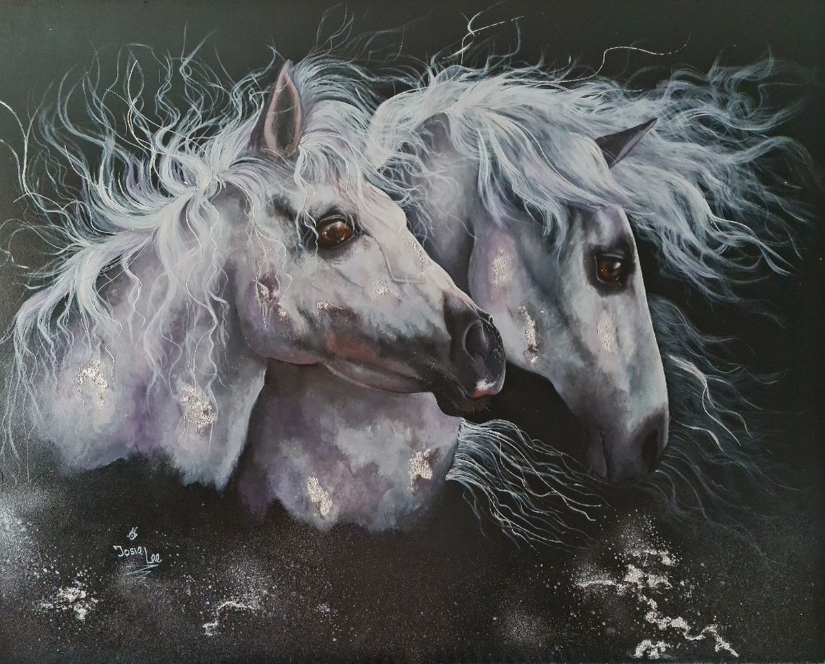 'Ghost Riders' 30' x 24' Acrylic & mixed media on board Have a wonderful day world Stay well #horse #Horses #GhostRider