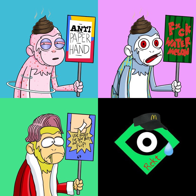 We are giving away 3 Ape Hater Club NFTs in the next 48 hours 🪧

To participate:

Like, RT &amp; Follow <a href="/GodHatesNFTees/">God Hates NFTs 🐇</a> &amp; <a href="/ApeHaterClub/">Ape Hater Club </a> ✅

Join discord discord.gg/godhatesnftees…

#NFTGiveaway #GodHatesNFTees 
#ApeHaterClub