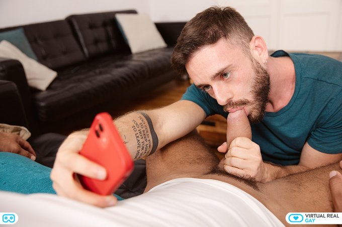 2 pic. ?? @manuelreyesxxx is recording himself on the phone and he is getting horny while you watch him