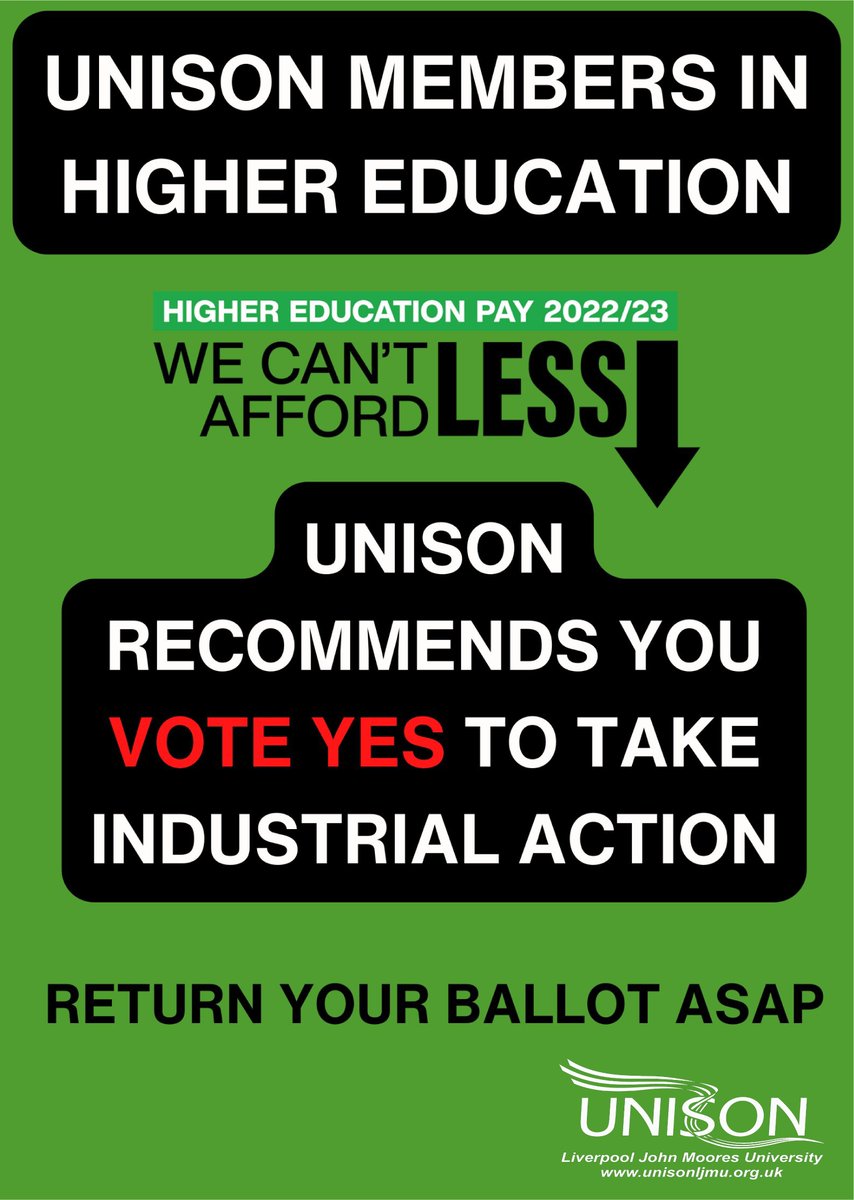 🗳️#UNISONtheUnion #HigherEducation #PayBallot You should have received your #Ballot envelope in the📮#UNISONinHE is asking you to vote #YES! 🗳️
Not received yours by #NOW! call 0800 0 857 875  unisonljmu.blogspot.com/2022/07/strike…
If you are voting #NO, please still return your ballot by post.