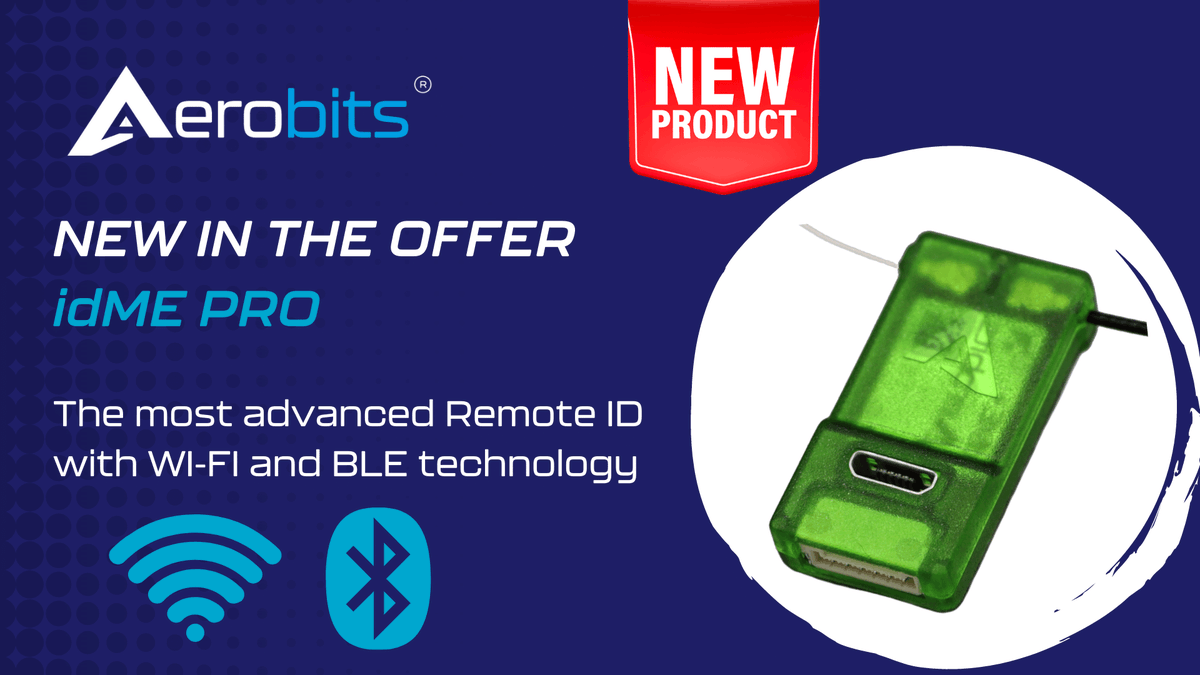 The most advanced version of Remote ID: idME PRO - provides enhanced identification and tracking for unmanned aerial systems (UAS), and this time it is based on two technologies: Wi-Fi (NAN and Beacon frames) and BT (BLE, and legacy frames). aerobits.pl/product/idme-p…