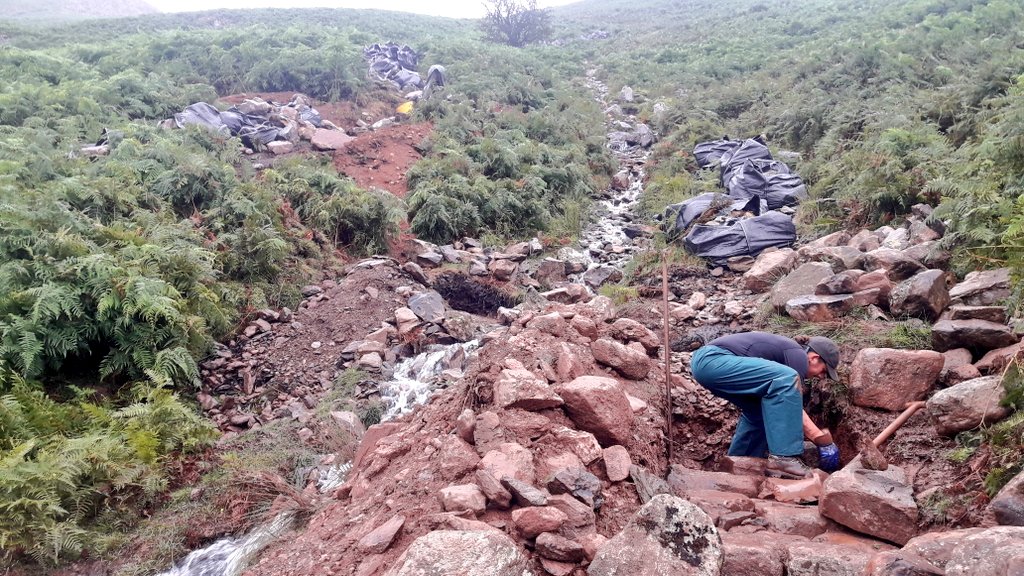 We're back working on the Bracken Hause path again today. Still wet...