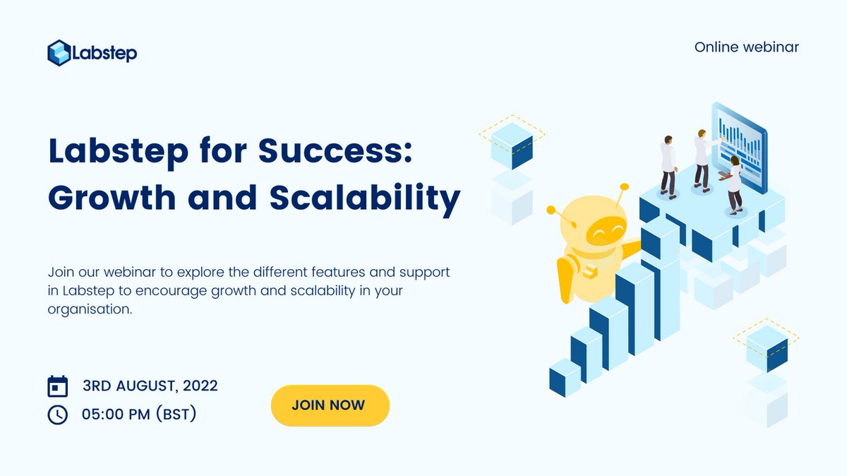 Labstep's tweet image. Join us for our upcoming webinar on August 3rd at 5pm (BST).
We'll talk about how Labstep can help you successfully scale up your organisation whether you're a #startup, large #enterprise or #academic lab group 📈
Get your tickets now ⬇️
eventbrite.co.uk/e/labstep-for-…