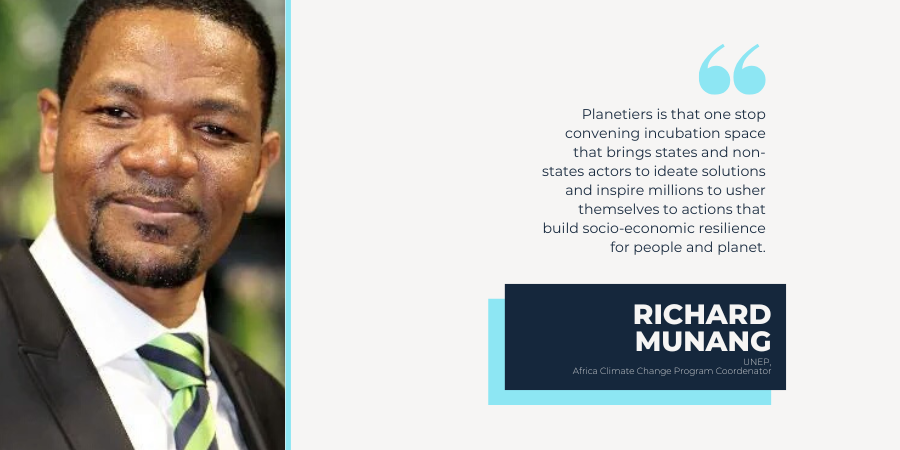 PlanetiersWG's tweet photo. Testimony by Richard Munang, Deputy Regional Director of the Africa Office of the United Nations Environment Program (UNEP) after his participation in Planetiers World Gathering 2020.

#planetiers #iamaplanetier #pwg #pwg2022 #pwglisbon #sustainable #innovation https://t.co/5feLo6V5m1