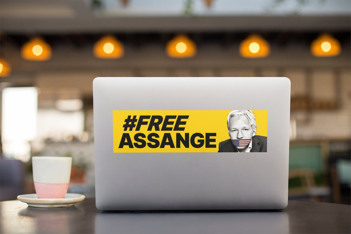 Print your own #FreeAssange bumper stickers and help raise awareness and encourage action to Free Julian Assange! somersetbean.com/free-assange/#… Direct link to print pdf (11x3in with 0.125in bleed—request other specs): somersetbean.com/free-assange-b… #FreeAssangeNOW