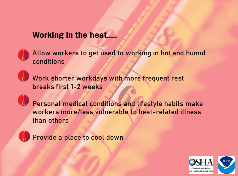 NWSIndianapolis's tweet photo. One of the most significant factors increasing the risk of heat illness is failing to follow safety guidelines when working in hot/humid conditions, particularly as an employer directing the actions of their employees.  More information:  https://t.co/4qtudck33Z

#INwx #nwsind https://t.co/sOijsFAc4o