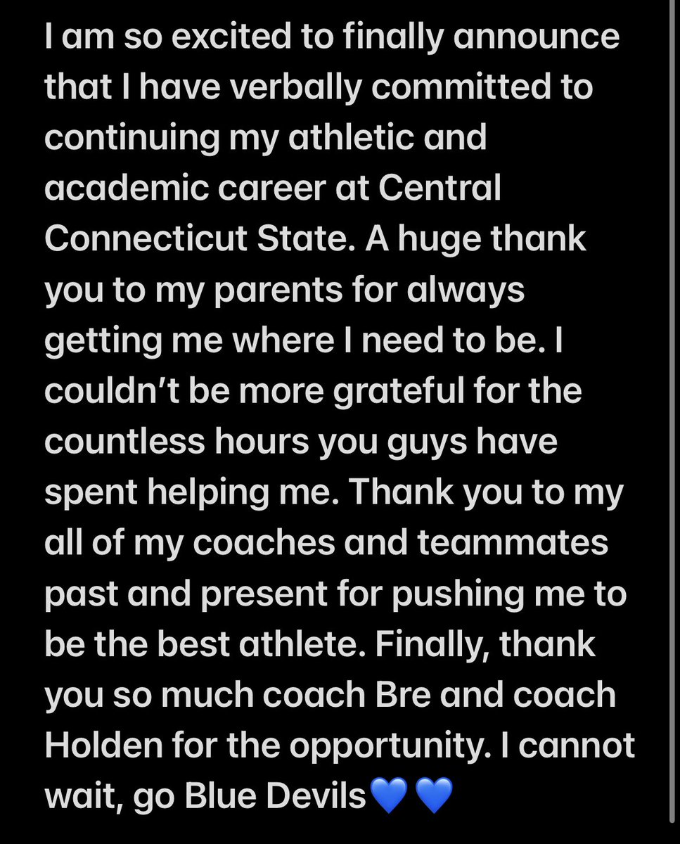 Lizhamilton2023's tweet photo. I am very excited to announce my verbal commitment to continue my athletic and academic career at @CCSUsoftball. Thank you @CoachGleason and @PtrckHldn for this amazing opportunity. 
Go Blue Devils!!💙🤍 https://t.co/PPXtvCcjf8