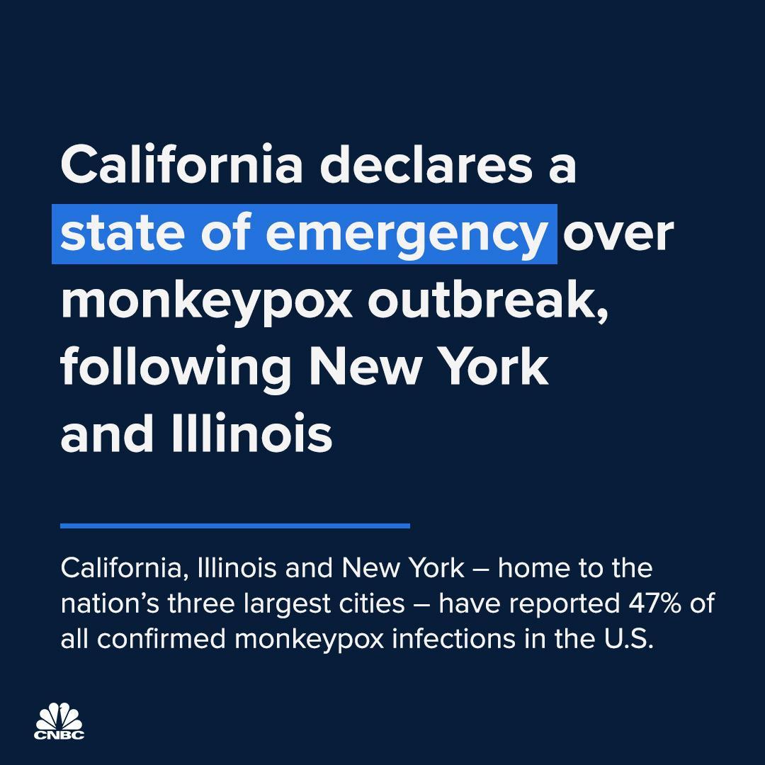 California declares a state of emergency over monkeypox outbreak