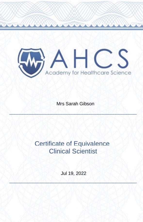 mrssgibson's tweet photo. Very pleased to say that I have been awarded the @ahcsuk Certificate of Equivalence π₯³
I am proud to now have dual @The_HCPC registration as a #ClinicalScientist and a #BiomedicalScientist! π
#NHSHealthcareScientist #CellularScience @NSHCS @ahcsuk @IBMScience @NuTHPathology https://t.co/cHX2nGoOso