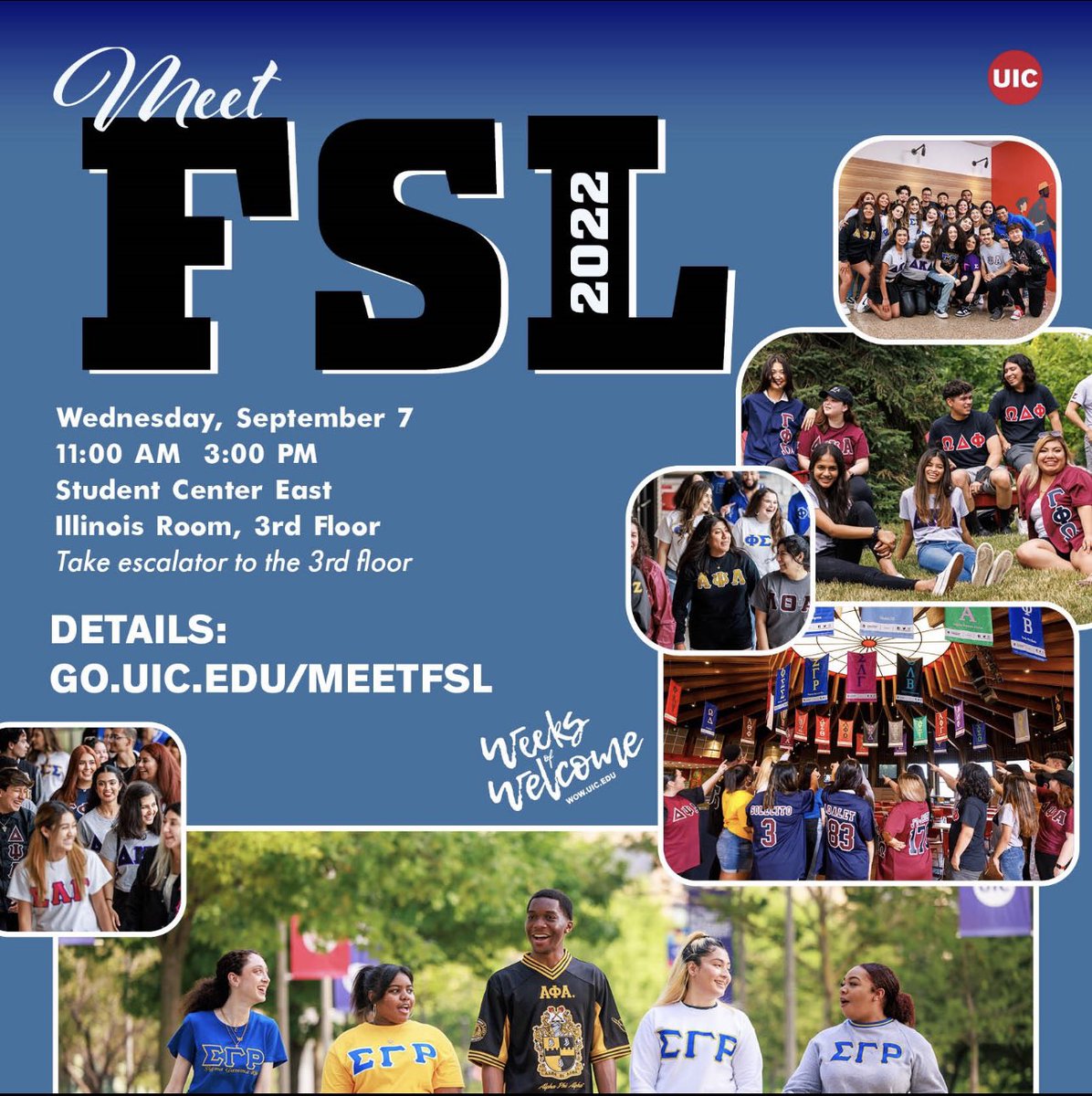 ALL students, faculty, staff, advisors, &amp; friends, come out to our signature kickoff event of the year, Wednesday, Sept 7!
* Meet active student leaders from all FSL organizations!
* go.uic.edu/MeetFSL
#UICFSL #ThisIsUIC