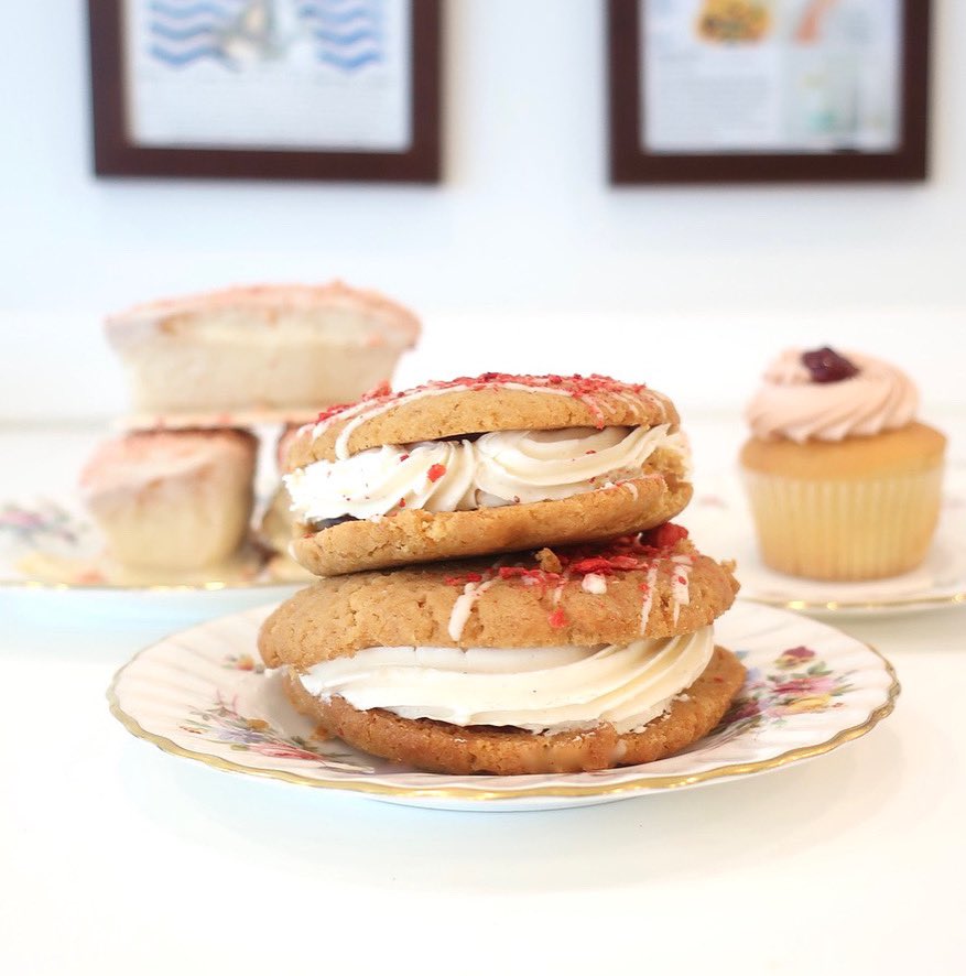 Need a break from the heat? Stop in for an afternoon treat (&amp; air conditioning 😂)!  We’ve got you covered with our cookie sandwiches, snack cakes, cupcakes and more ! #tuesdayvibe #cookies #nycbakeries