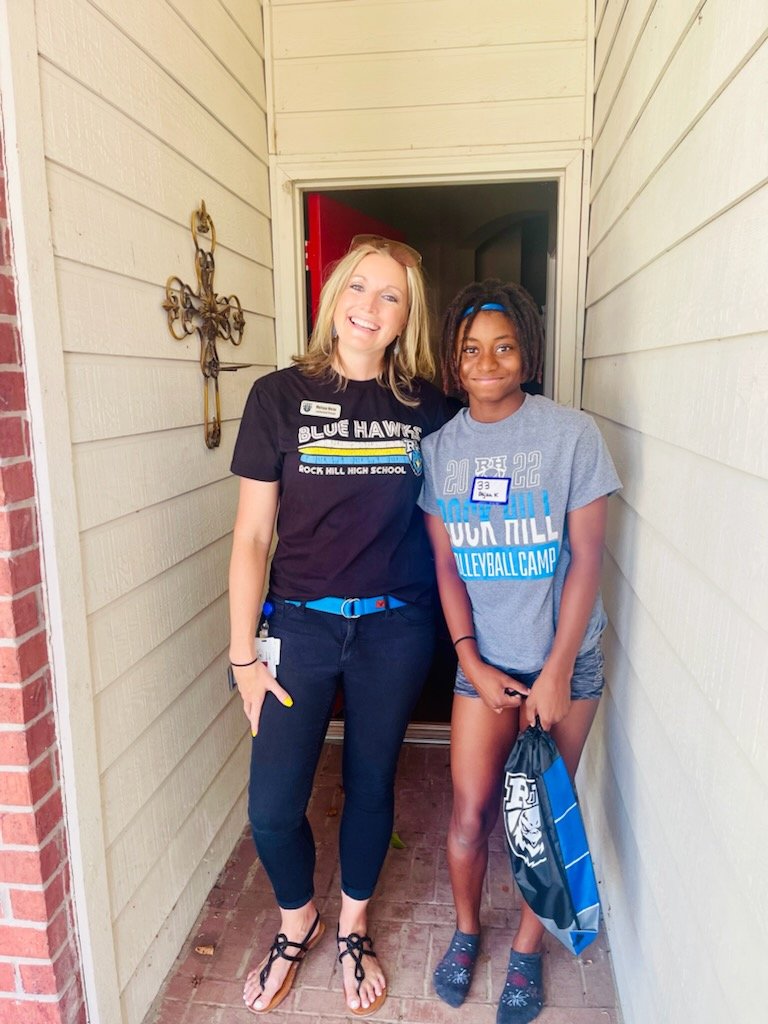 Home visits make my heart full! Can't wait to welcome these new Blue Hawks next week. <a href="/RockHillHS/">Rock Hill High School</a> <a href="/ProsperISD/">Prosper ISD</a>