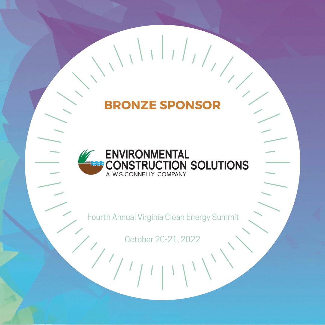 VAenergysummit's tweet photo. Thank you to our bronze level sponsor, Environmental Construction Solutions! Join them at the Summit this October! Registration is open! #vacleanenergysummit #vaces https://t.co/jy0YUZLEA3