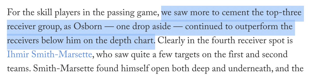 adamlevitan's tweet photo. No surprise that KJ Osborn locked into the No. 3 WR spot for Vikings. And as we've noted, expecting bump in both pass rate &amp; 3-WR sets with Kevin O'Connell in charge. https://t.co/JU8kPXHRQP https://t.co/qP6vSgP20X