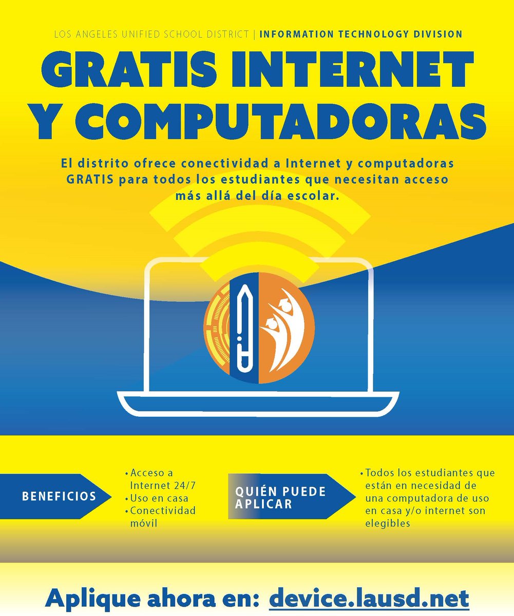 LAUSD students can have a parent request a laptop at device.lausd.net.  Device pickups are at Lanterman Local District Central offices - 2328 St. James Place. Get yours before school starts in Fall!