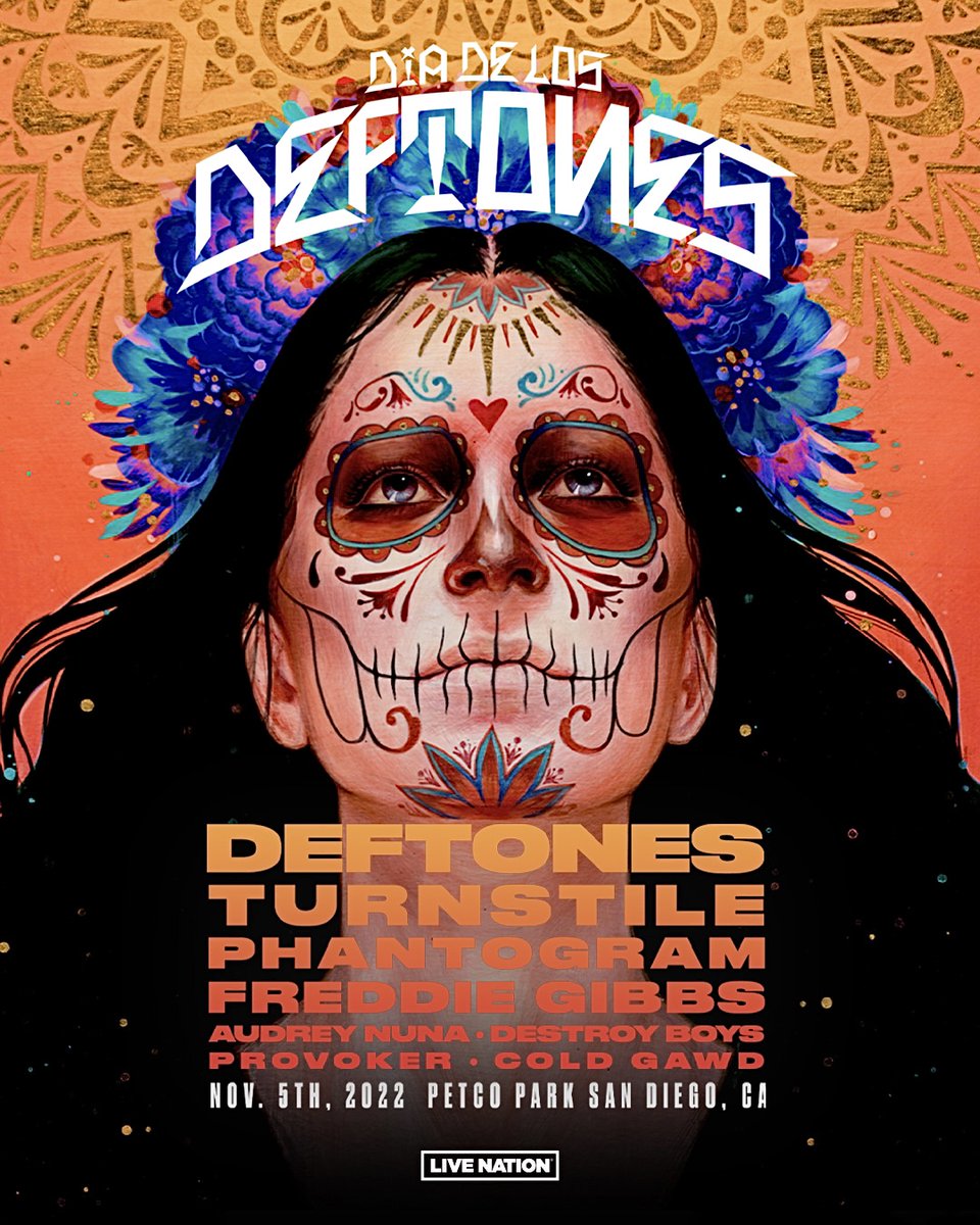 We are thrilled to announce our 3rd annual #DiaDeLosDeftones – taking place Saturday, 11/5 at Petco Park in San Diego, CA. Joining us this year is Turnstile, Phantogram, Freddie Gibbs, Audrey Nuna, Destroy Boys, Provoker &amp; Cold Gawd. Tickets on sale Friday, 8/5 at 10AM PST.