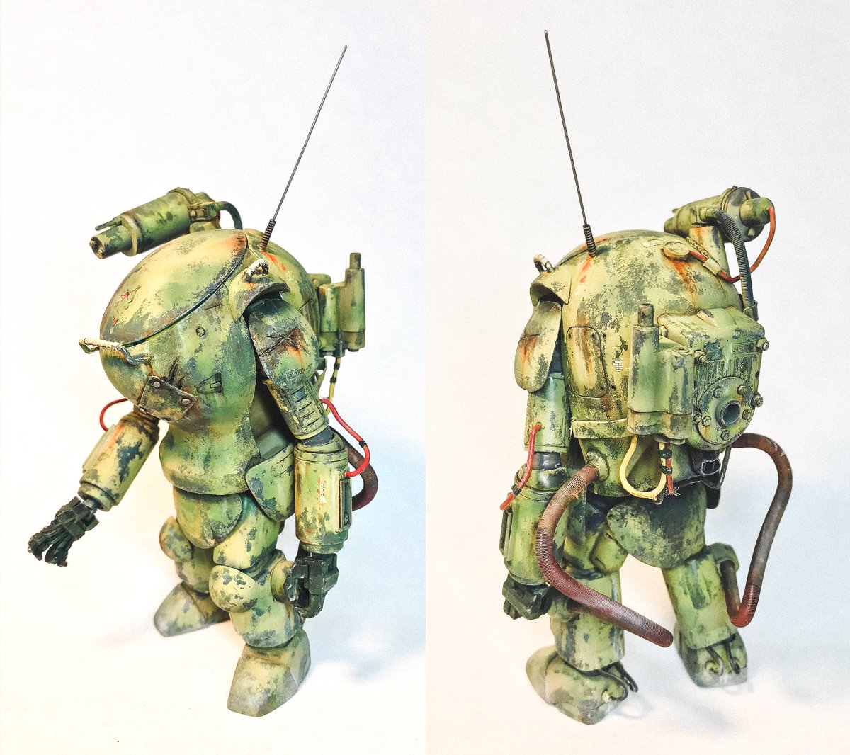kindcrayons's tweet photo. I decided to get into painting miniatures last September, then moved onto scale models not soon after. It's my fourth model, but first thing I'm relatively happy with since starting! #maschinenkrieger #sf3d https://t.co/2kut5uCWHZ