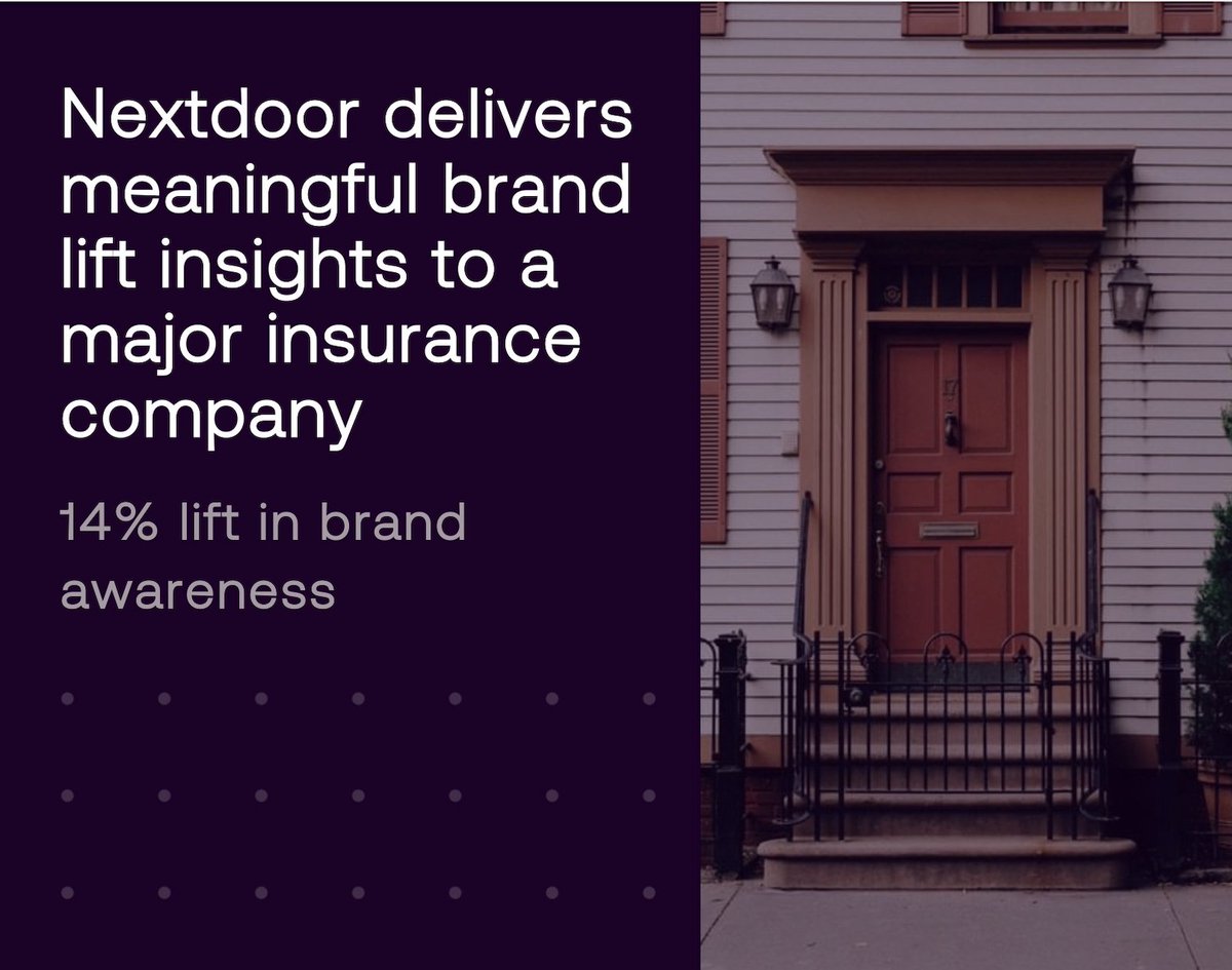 Nextdoor is the neighbourhood network that connects neighbours with each other and everything nearby. Since 2021, Nextdoor has partnered with Lucid to measure the effectiveness of the advertising on their platform. 

Read the case study: lnkd.in/etC_jUCq