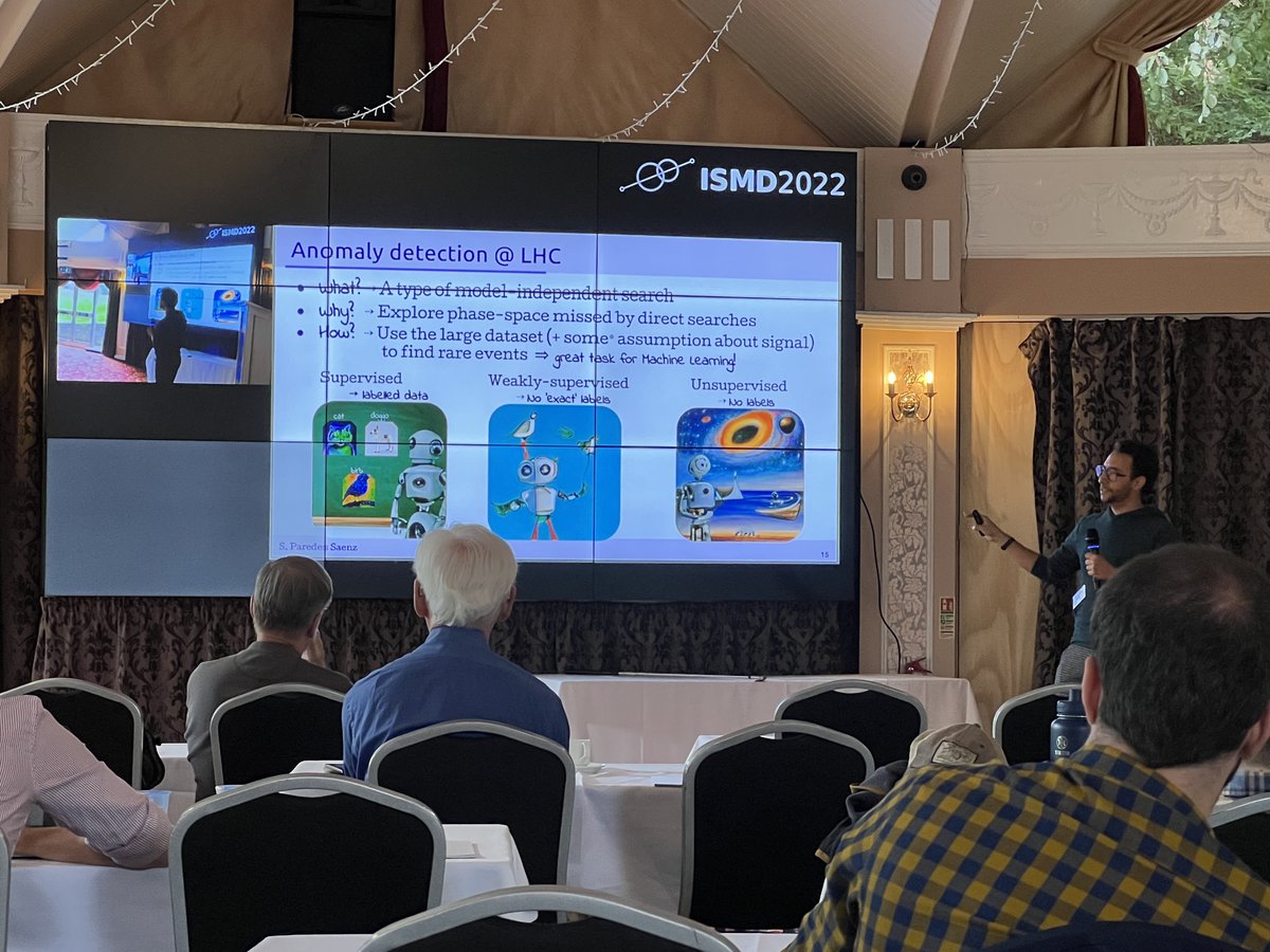ismdconf's tweet photo. Finishing day two in style with Santiago Paredes Saenz (@sparedes_ ) from @IIHE_BXL, @ULBSciences telling us about "Recent results on jet-based anomaly detection at the LHC" On behalf of the @ATLASexperiment and @CMSExperiment collaborations!

#ISMD2022 https://t.co/DQttypBjyH