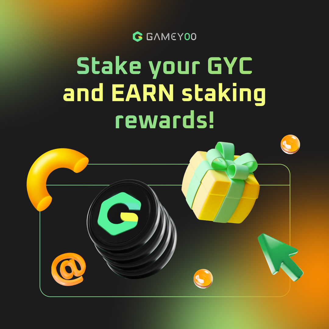 Stake your $GYC and EARN #staking rewards!

15% of the revenue is from the daily block generation, and the remaining 95% is from the #GameYoo platform’s daily revenue.💰

Revenues will be based on the amount of $GYC staked and the total staked amount👈

🌐 gameyoo.com