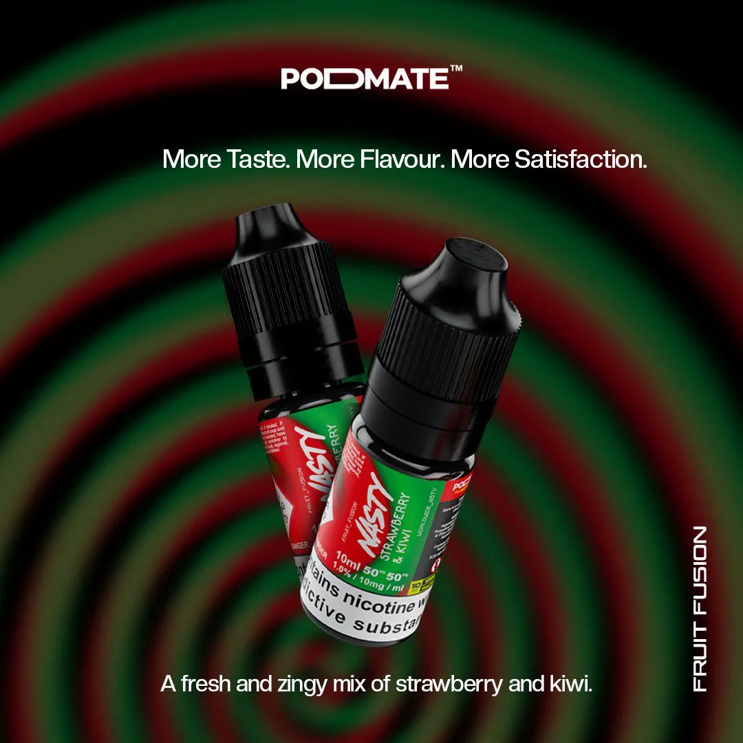 Strawberry &amp; Kiwi In PodMate 🍓🥝 A fresh and zingy mix of strawberry and kiwi! The  ultimate fruit fusion 😋 #NastyJuice