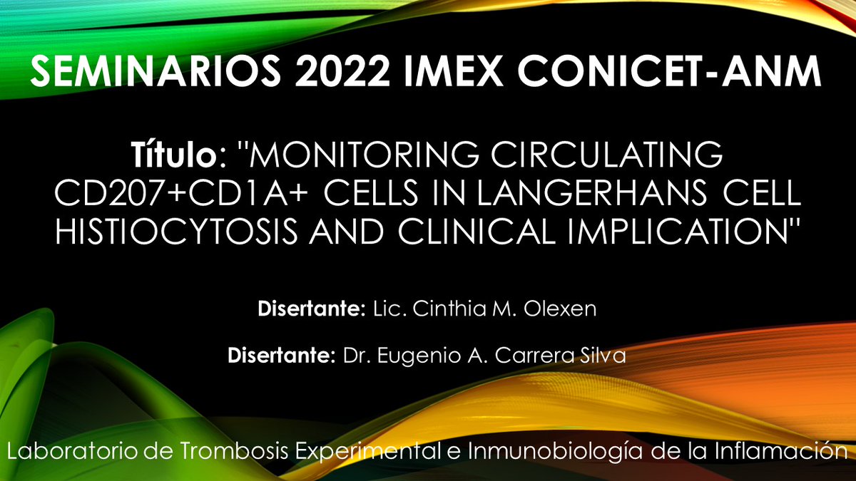 imex_conicetanm's tweet photo. Queridos seguidores, los invitamos a nuestro seminario del viernes 5 de agosto de 2022 a las 10h en forma presencial en el @ImexConicetAnm (Biblioteca , 1° piso, Academia Nacional de Medicina🏛️) y virtual a través de la plataforma Zoom💻

@CarreraPhd @CintHia_Xn @AandAImmunoLab https://t.co/rwHxTaPl2t