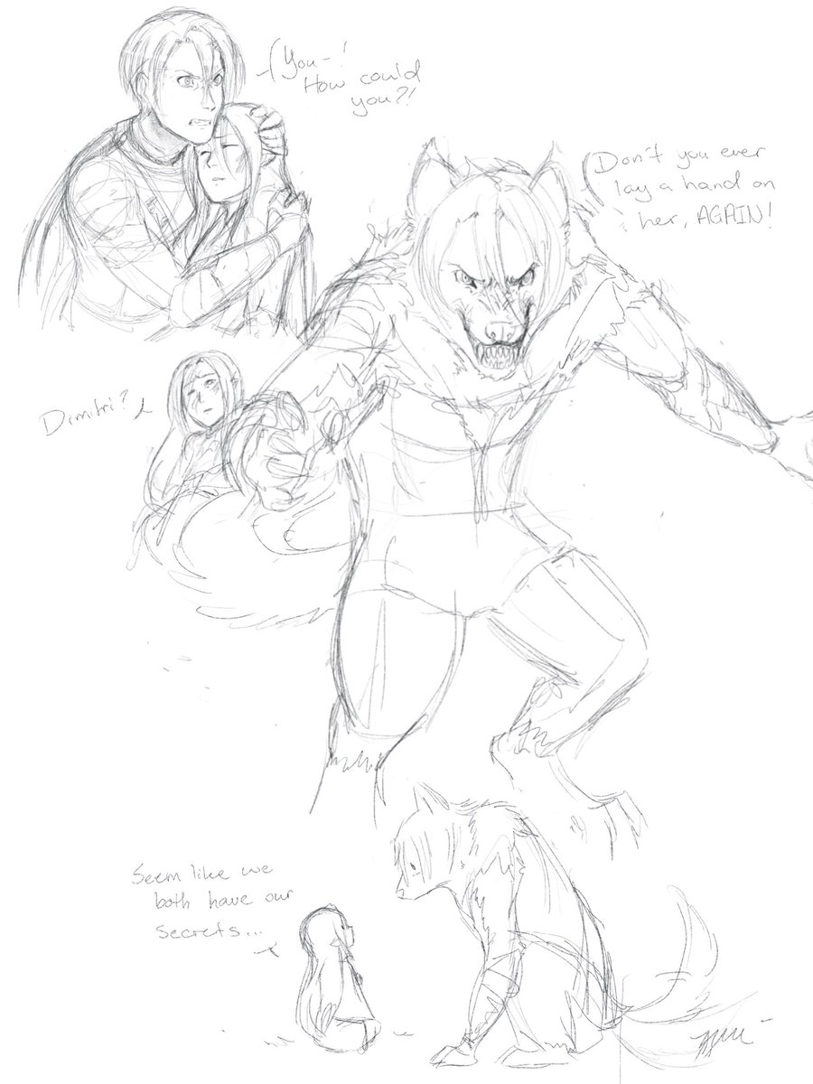 HydymaeS's tweet photo. A while ago, @AdCaeruleam commented about a Vampire/Werewolf AU with #Dimigard and I couldn’t help but sketch out some moments. I don’t think I shared it here yet-
I still think about it sometimes haha
#dimitri #edelgard https://t.co/aqTEUIXtEO