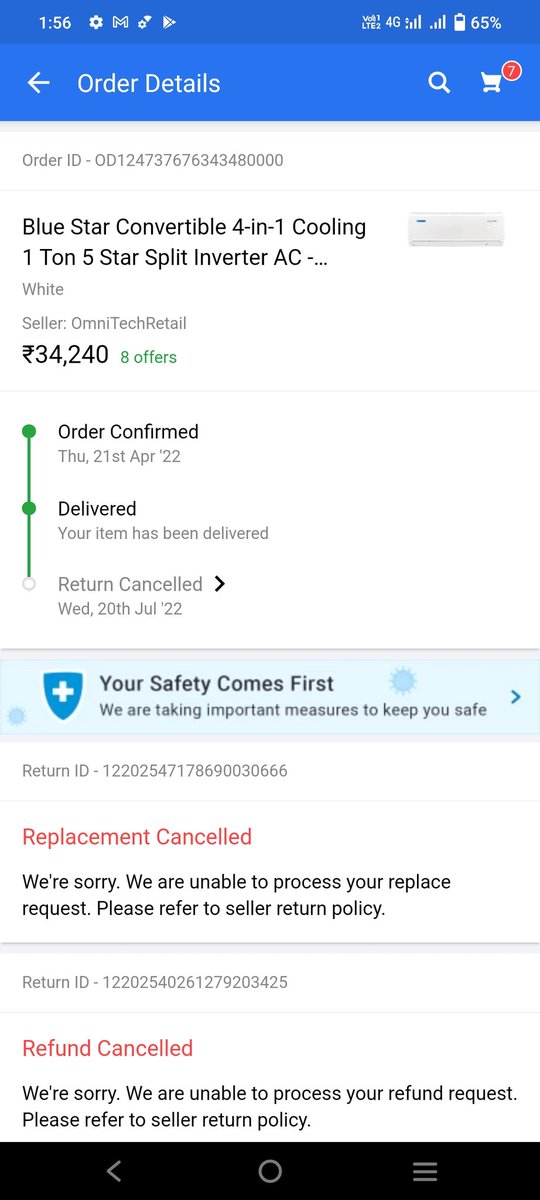 vivekso33745896's tweet photo. @flipkartsupport @Vai4347 My product was pickup on 9th July for refund but refund not yet received I have pickup receipt too https://t.co/uTr4jKXGE7