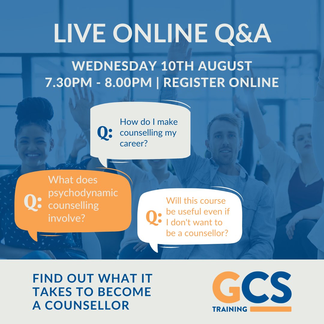 GCS (@GlosCounselServ) on Twitter photo 2022-08-02 17:01:27 Find out more about becoming a counsellor with GCS We'll be LIVE on Wednesday 8th August to answer your questions. Register here: ow.ly/bf1S50K4jtg #becomeacounsellor #counsellortraining #stroud Find out more about becoming a counsellor with GCS We'll be LIVE on Wednesday 8th August to answer your questions. Register here: ow.ly/bf1S50K4jtg #becomeacounsellor #counsellortraining #stroud