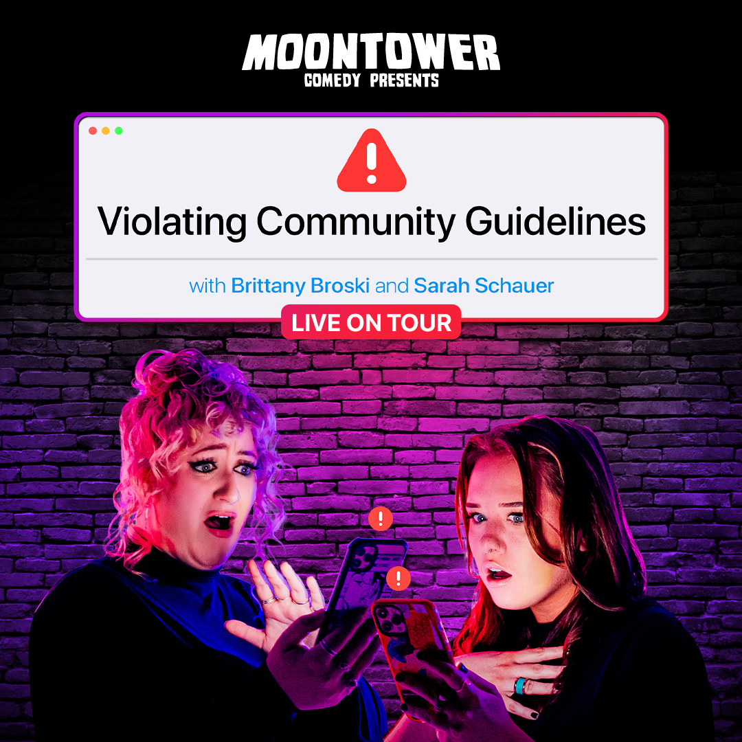 ON SALE NOW ⚠️ Ur fav internet goddesses @brittany_broski and @sarahschauer are taking their podcast Violating Community Guidelines on tour with a stop at the Stateside at @ParamountAustin on October 13th 🎫 bit.ly/3boiUzr