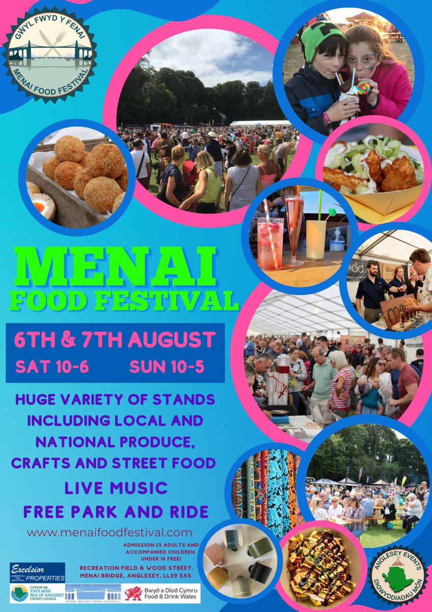 beaufoodfest's tweet photo. Don’t forget that Menai Food Festival returns this weekend! Wood street and the recreation field, Menai Bridge! A great day out for all ages! #anglesey #visitanglesey #whatsonanglesey #northwales https://t.co/HfmKhUPYej