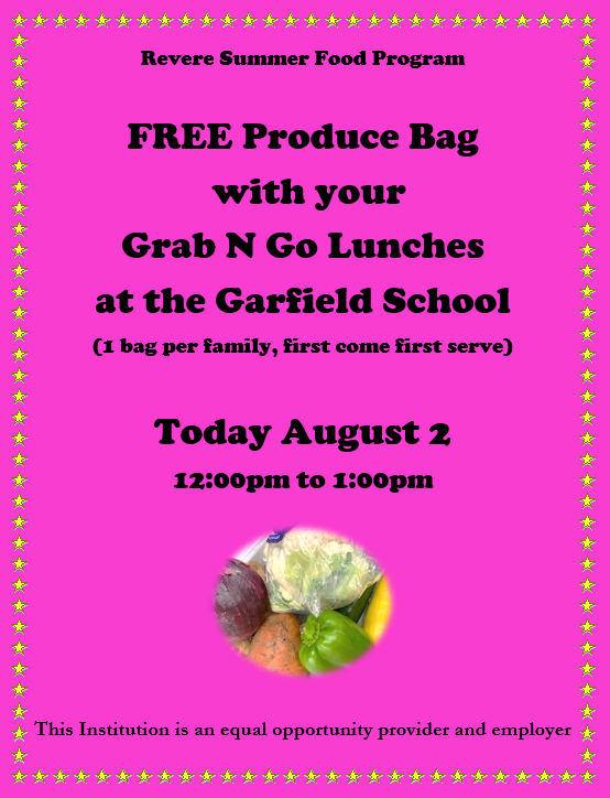 RPSDining's tweet photo. Get a produce bag with your lunch at the Garfield School Today between 12pm and 1 pm! https://t.co/MPsZyExabr