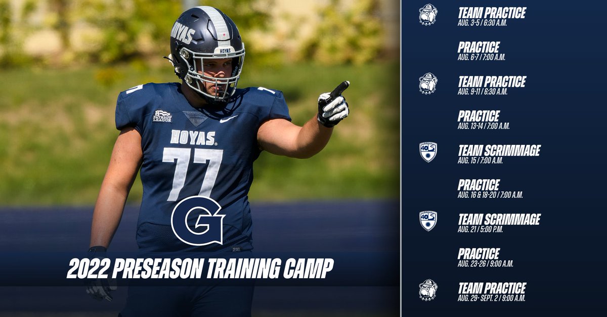 Loading... 2022 Preseason Training Camp! Our guys are getting ready to #DEFENDTHEDISTRICT on Cooper Field!

#HOYASAXA