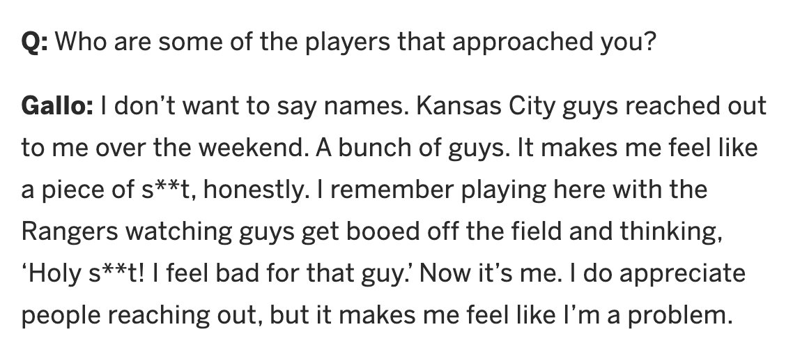 PlayoffTanaka_'s tweet photo. Holy shit this Q&amp;A with Gallo is like the saddest thing i've ever read in my life https://t.co/VQwG7R7UNt