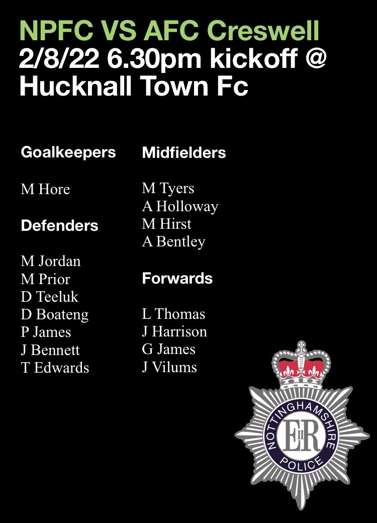 Tonight’s squad for our second pre-season game. Feel free to pop down and enjoy a drink whilst cheering on the lads.