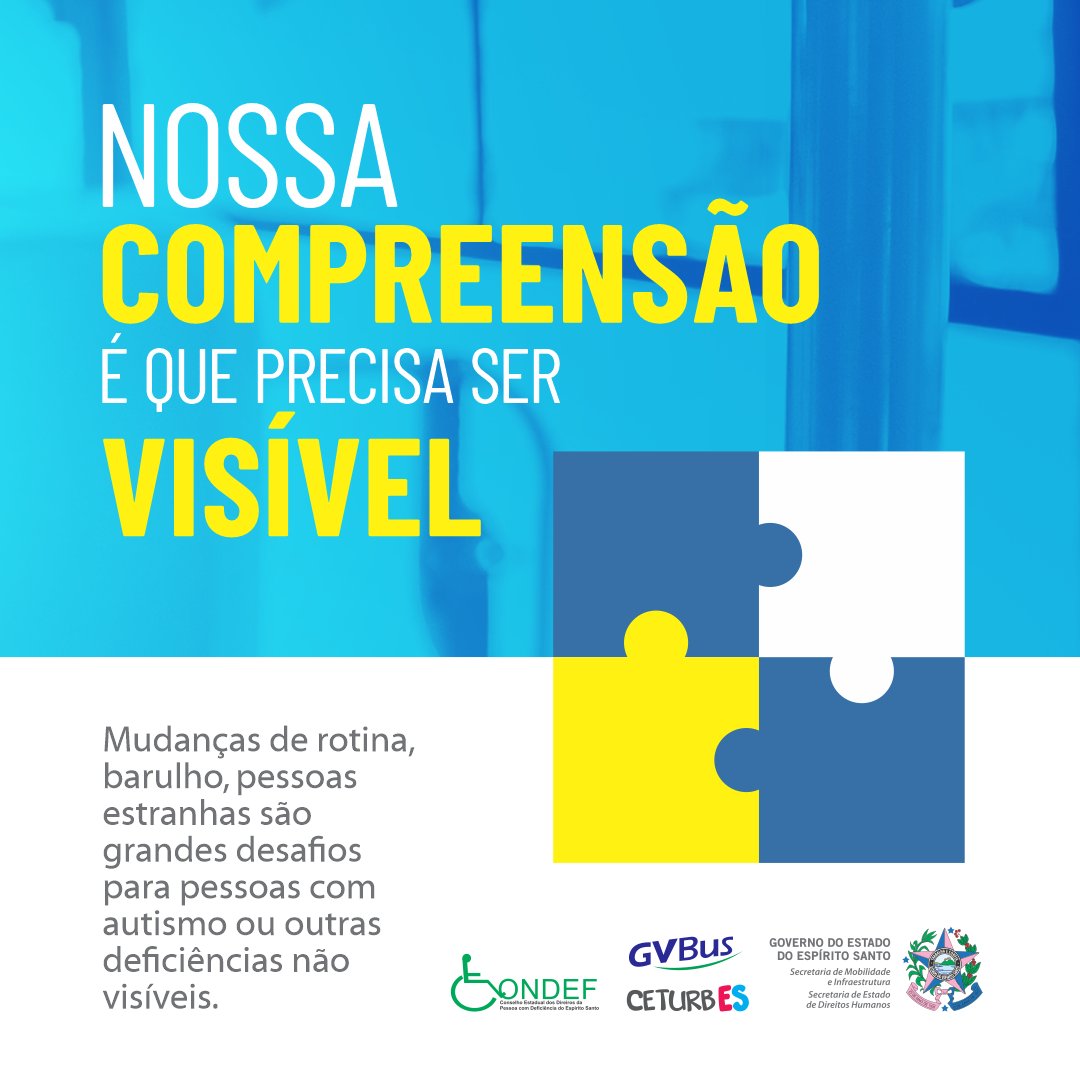 GVBus's tweet photo. Para pessoas com autismo ou outras deficiências não visíveis, mudanças de rotina, barulho, ou contato com estranhos, são grandes desafios a serem enfrentados. São situações que podem gerar estresse e desconforto, e reações como gritos, agitação e estresse. [+] #GVBus #Onibus https://t.co/m0ic8XLZVI
