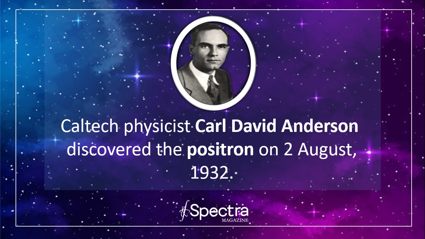 Spectra on Twitter: "Carl David Anderson discovered the positron on 2 August, 1932. A positron is the antiparticle of an electron and has the same mass and spin of an electron. This