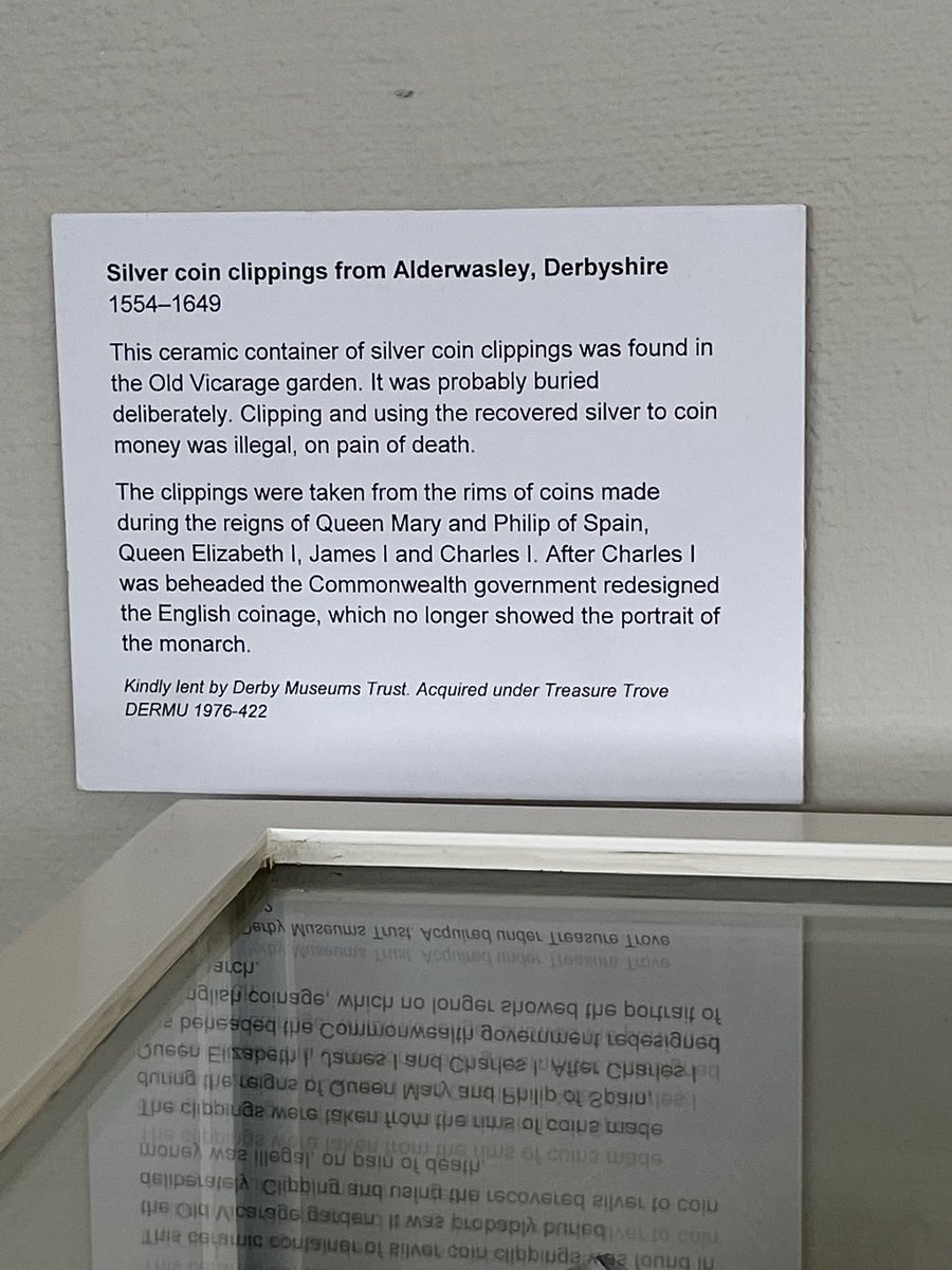 Barb_Drummond's tweet photo. #ClippedCoins #DerbyMuseum always thought it was small amounts shave off. This was a #CapitalOffence https://t.co/TQKuvjVs94