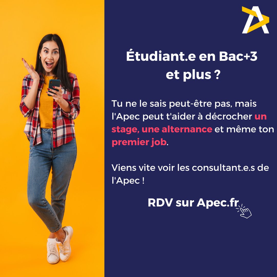 Apecfr's tweet photo. [Objectif 1er #emploi] 
As-tu vraiment fait le tour de toutes tes #compétences ❓ 
Tu es jeune diplômé.e (Bac+3 et plus) et tu souhaites gagner en efficacité dans ta recherche d’emploi, de stage ou de contrat d'#alternance  
👉 Prends RDV #apecfr ! https://t.co/IqBg9r5XzX https://t.co/kif0jN2Zhf