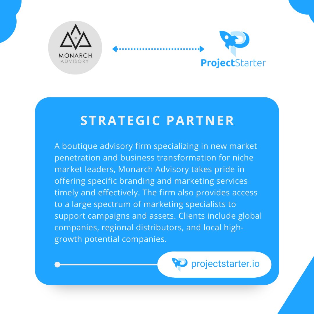 _projectstarter's tweet photo. A boutique advisory firm specializing in new market penetration and business transformation for niche market leaders, Monarch Advisory takes pride in offering specific branding and marketing services timely and effectively. 

#projectstarter #monarch #business #marketing #leaders https://t.co/PpgT7uss8d