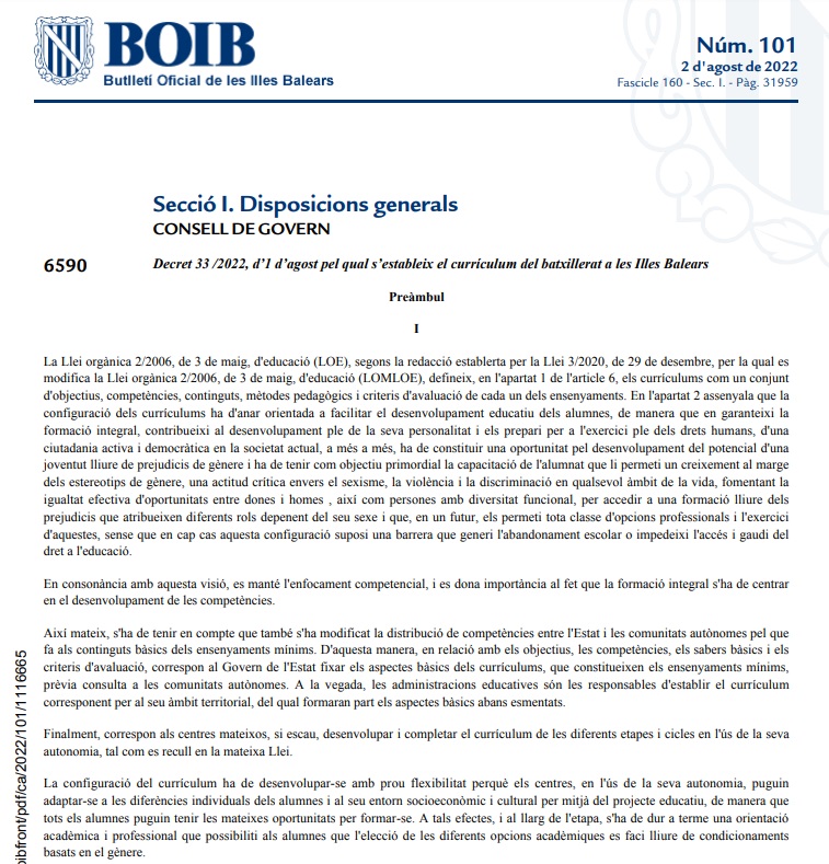 EDUN_IB's tweet photo. Avui al BOIB es publiquen els nous currículums educatius de les Illes Balears.
https://t.co/vDr61G9BcP https://t.co/HYzYI9CSJN