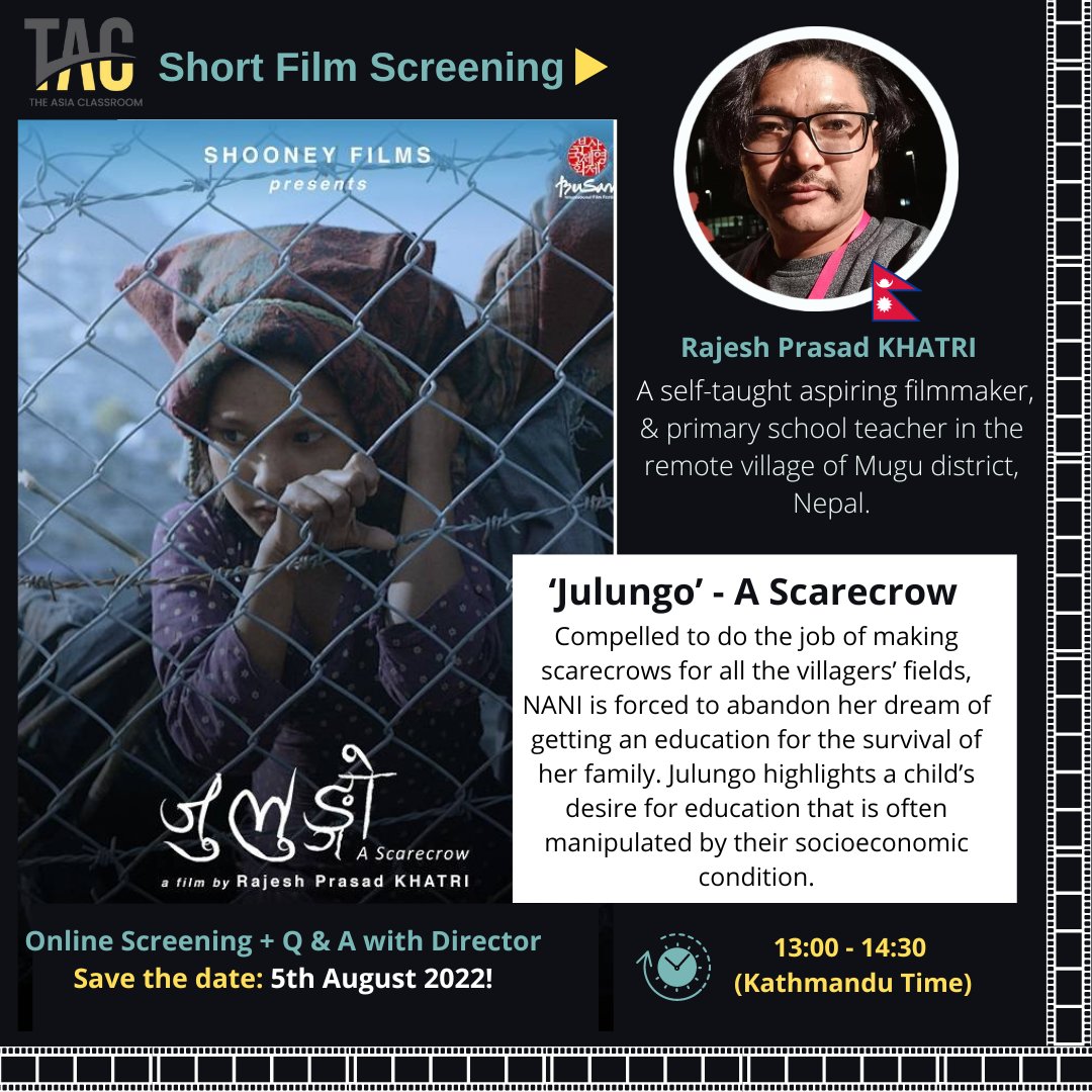 AsiaClassroom's tweet photo. This Week at the Asia Classroom: short-film screening of Julungo with Q &amp; A with the filmmaker, Rajesh Prasad KHATRI. Join us! https://t.co/pXhBylHtIr