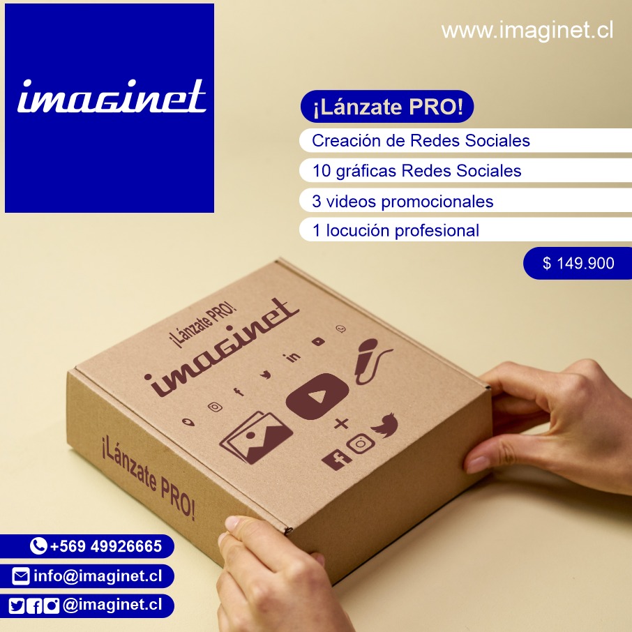 ImaginetCL's tweet photo. Otra alternativa de @imaginetcl pack ¡Lánzate PRO! Incluye #redessociales en @instagram @facebook y @twitter con ✓10 gráficas de tus productos y/o servicios, además de ✓3 videos promocionales personalizados con tu marca y ✓una locución profesional con voz FM de películas 😀🎵 https://t.co/UP3FrZN5LR