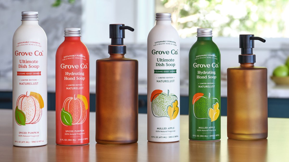 grovecollab's tweet photo. Introducing Grove Co.โs newest collection, Naturelust โ inspired by the richness of autumn traditions and our timeless gratitude for the planet. Spiced Pumpkin or Mulled Apple? ๐ ๐
Click to shop them both โ https://t.co/6ROK5uu9Ms
#GroveCollaborative #Fall #BeyondPlastic https://t.co/BhbjqTYUUs