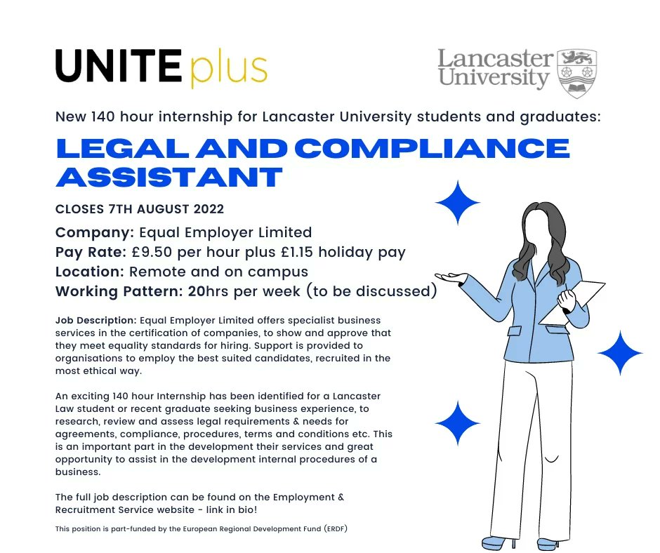 UNITEplusLanc's tweet photo. New: 140 Hour Internship

Paid: National Living Wage

Company: Equal Employer Limited

Closing Date: 07/08/22

https://t.co/apk8Hw5D5E https://t.co/K6VKC9OXAc