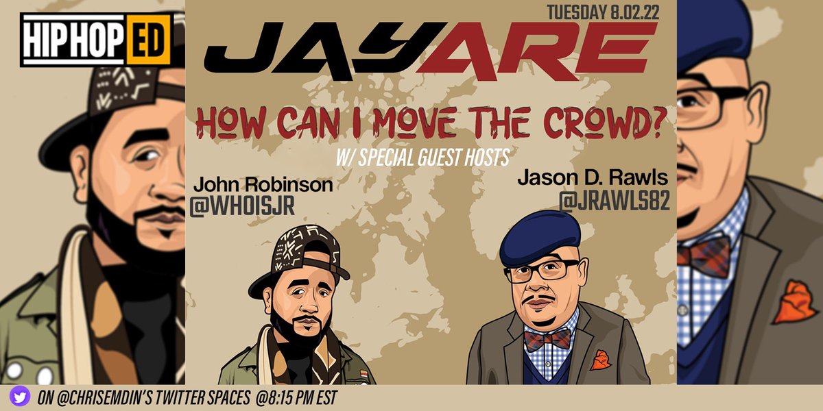 TheRealHipHopEd's tweet photo. @amilcook Tonight 8:15 pm EST “How Can I Move The Crowd” cohosted by @jrawls82 &amp; @whoisjr Join us on @chrisemdin @TwitterSpaces #HipHopEd #SquadWork https://t.co/HuKzwh5qHI