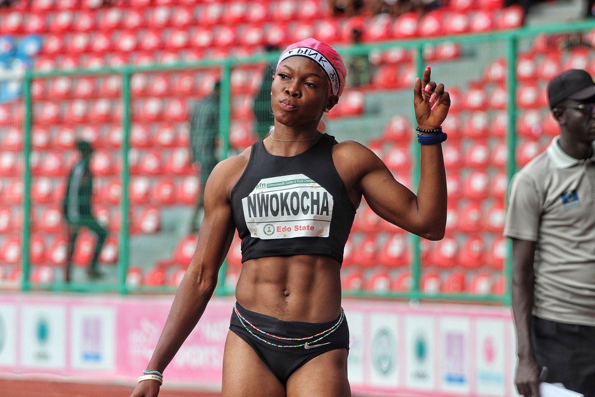 athleticsafrica's tweet photo. Grace Nwokocha (10.99) leads African train into the women’s 100m semifinals.

She’ll be joined by:

Rose Chukwuma 🇳🇬 11.02
Maximila Imali 🇰🇪 11.30 Oarabile Tshosa 🇧🇼 11.40
Joy Udo-Gabriel 🇳🇬 11.43
Tsaone Sebele 🇧🇼 11.52
Jacent Nyamahunge 🇺🇬 11.53

#AthleticsAfrica #B2022Athletics https://t.co/ow4cZ70lXR