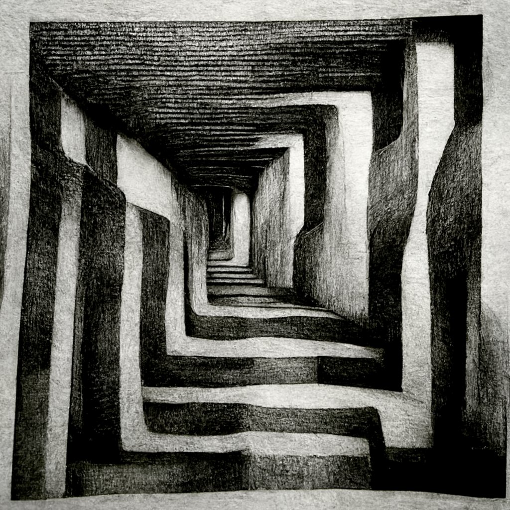 theawkwardoneOG's tweet photo. Day 11.
Streets, like mazes (turning), with no beginning and no end,
No map of where you're going,
No sad song that leads you home;
No repast in the morning,
No measure of time that's gone.
#AIArt #ArtandPoetry #TexttoArt #AIArtCommunity #AIArtwork #AIHumanInterface https://t.co/O3FkiWGAIk
