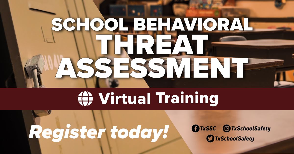 Is your School Behavioral Threat Assessment (SBTA) Team adding new members this school year? We have open SBTA trainings in August. Visit txssc.txstate.edu/events/sbta-tr… to register today! #SchoolSafety